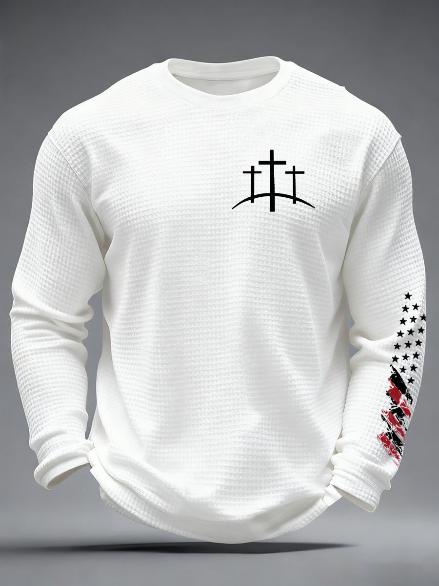 Camiseta de manga larga Christian Cross Waffle para hombre