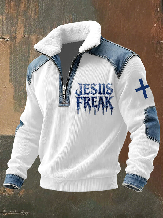 Retro Jesus Print Casual Sudadera con capucha