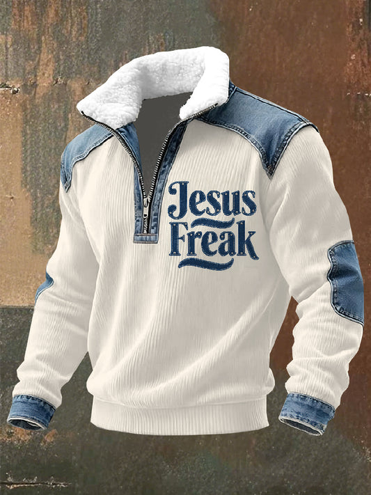 Retro Jesus Print Casual Sudadera con capucha