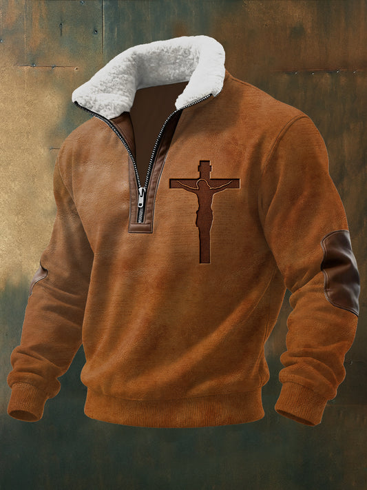 Retro Jesus Print Casual Sudadera con capucha