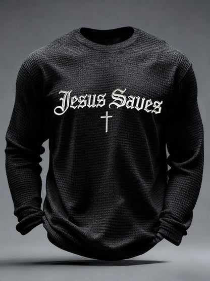 Camiseta casual con estampado de gofres de Jesús para hombre