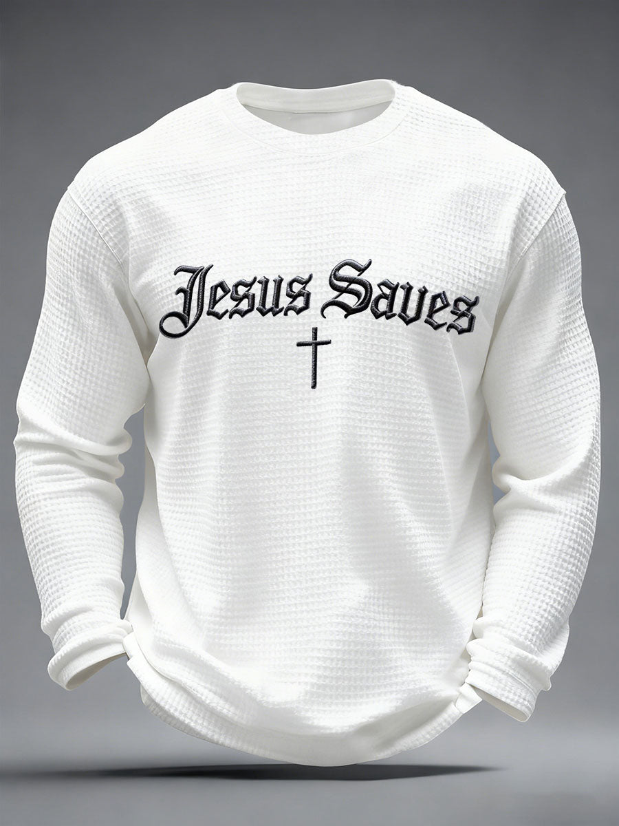 Camiseta casual con estampado de gofres de Jesús para hombre