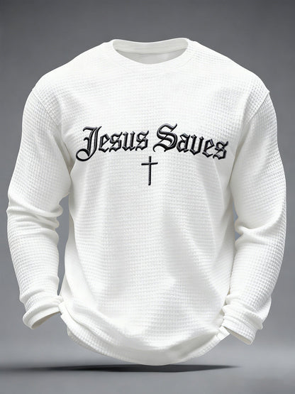Camiseta casual con estampado de gofres de Jesús para hombre