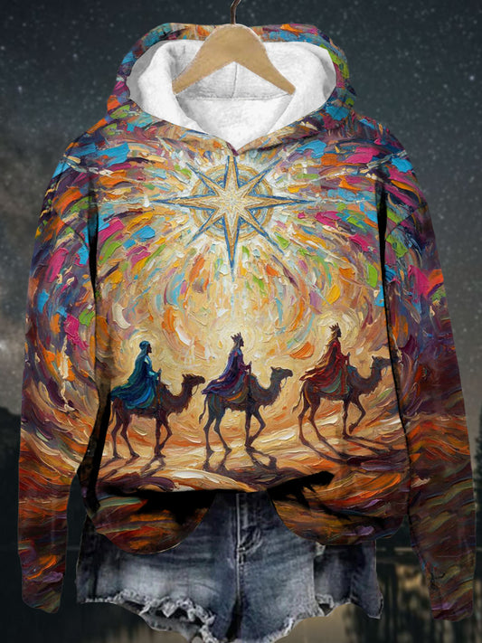 Sudadera con capucha impresa arte del día de tres reyes de Puerto Rico para mujer