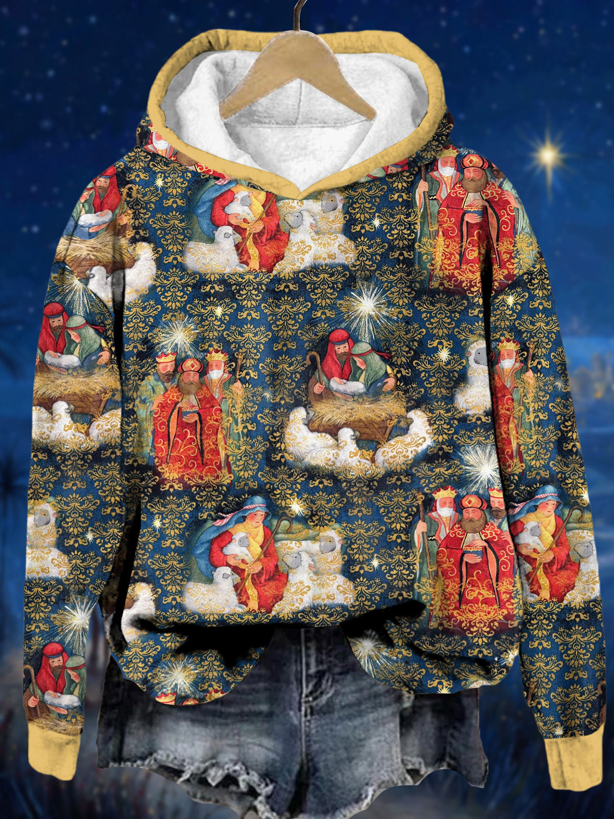 Sudadera con capucha impresa arte del día de tres reyes de Puerto Rico para mujer