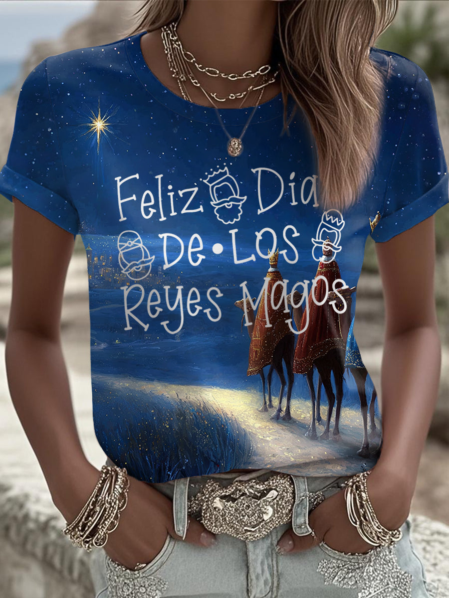 Camiseta de mujer de Puerto Rico Three Kings Day Art Printed