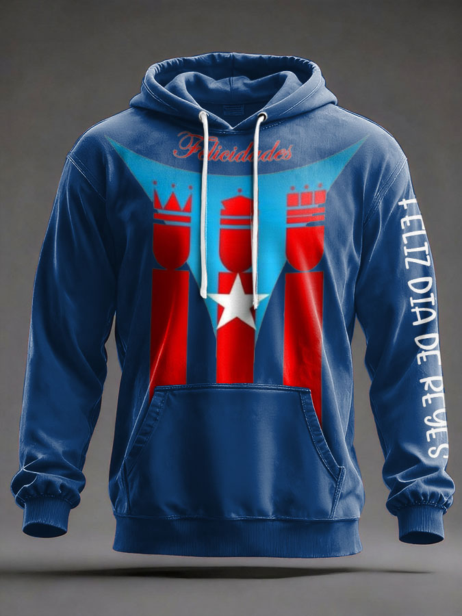 Unisex Puerto Rico Tres Reyes Día Arte Impreso Sudadera con capucha
