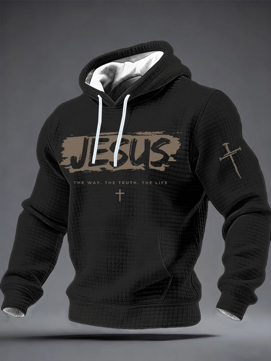 Sudadera con capucha de algodón a cuadros Jesus The Way para hombre