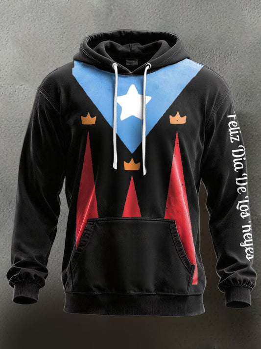 Unisex Puerto Rico Tres Reyes Día Arte Impreso Sudadera con capucha