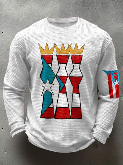 Hombres Puerto Rico Tres Reyes Día Arte Impreso Waffle Tops