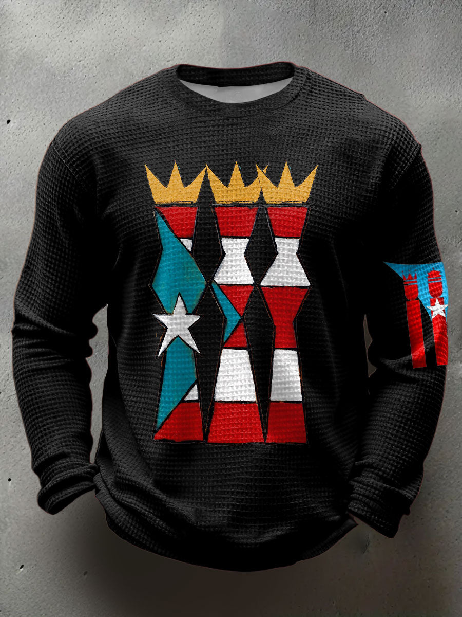 Hombres Puerto Rico Tres Reyes Día Arte Impreso Waffle Tops