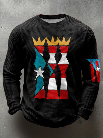 Hombres Puerto Rico Tres Reyes Día Arte Impreso Waffle Tops