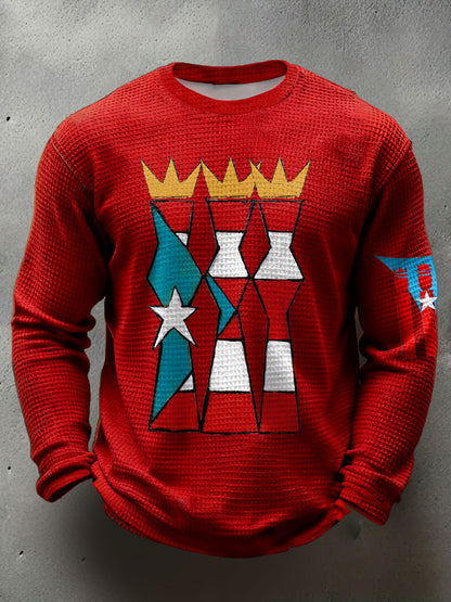 Hombres Puerto Rico Tres Reyes Día Arte Impreso Waffle Tops