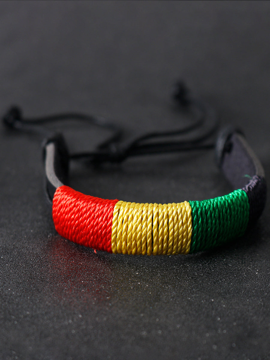 Pulsera trenzada unisex de cuero de reggae jamaicano