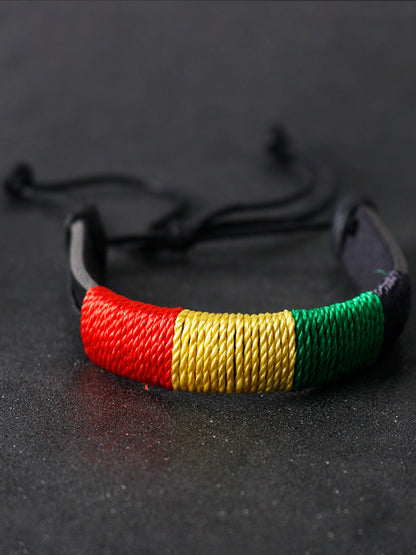 Pulsera trenzada unisex de cuero de reggae jamaicano