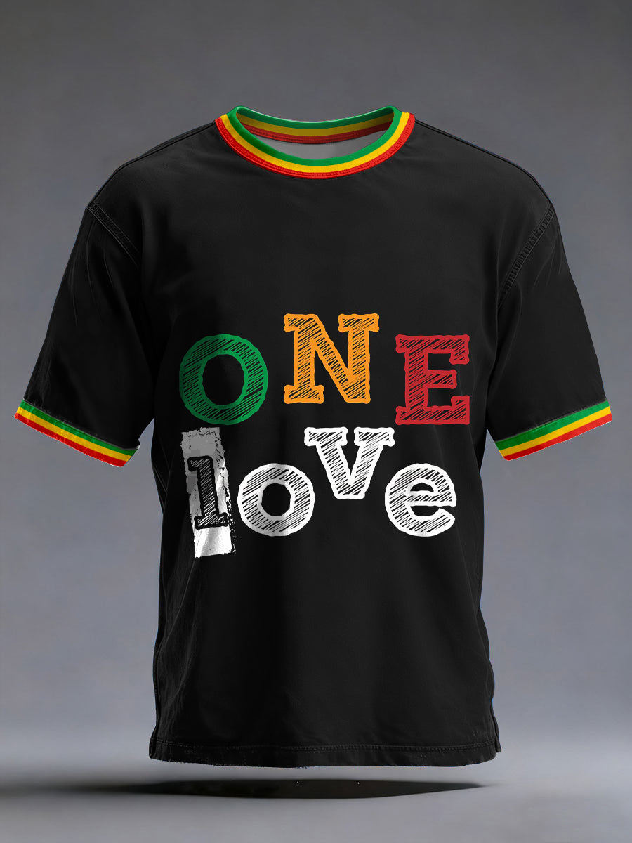 Camiseta vintage con estampado de reggae Music One Love para hombre
