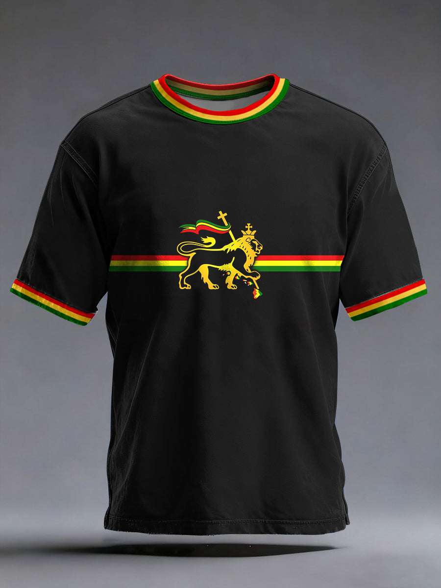 Camiseta con estampado de león inspirada en la música Reggae para hombre