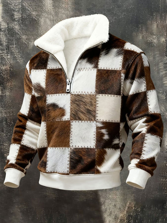 Sudadera de felpa de arte geométrico de los hombres