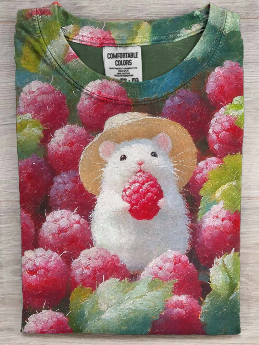 Camiseta casual de manga corta con estampado de hámster lindo