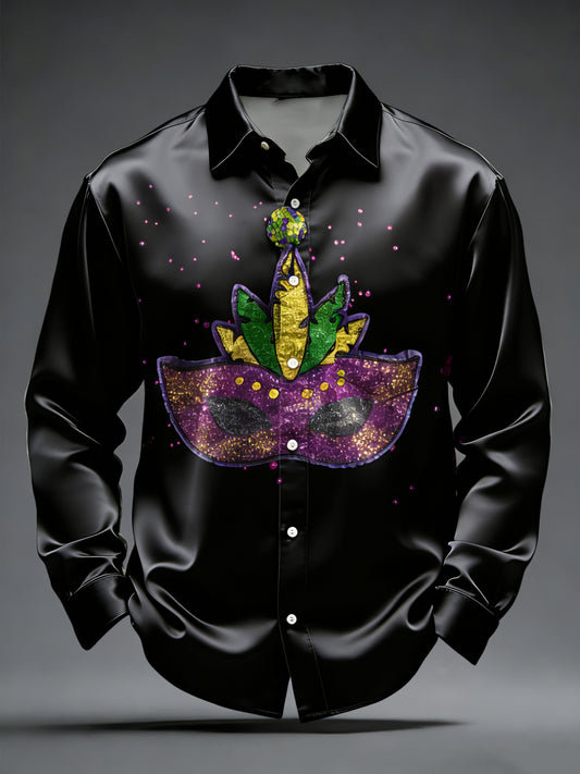 Camisa casual retro del arte de la máscara del carnaval