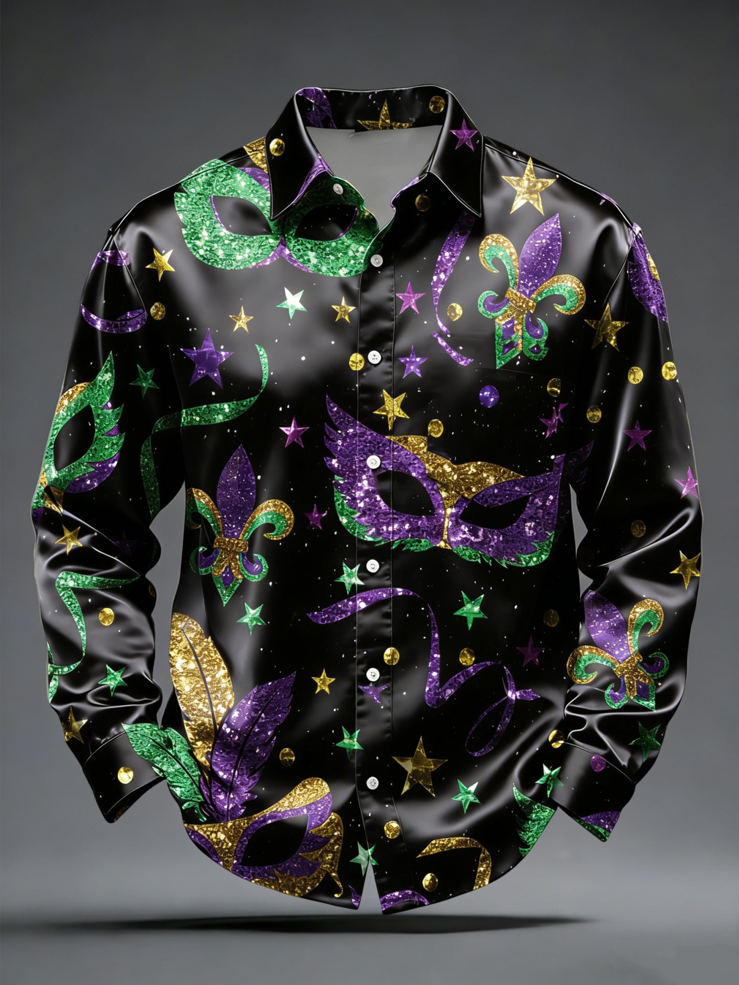 Máscara retro carnaval brillante camisa casual