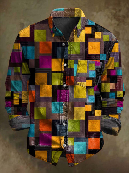 Camisa de manga larga con estampado geométrico moderno abstracto
