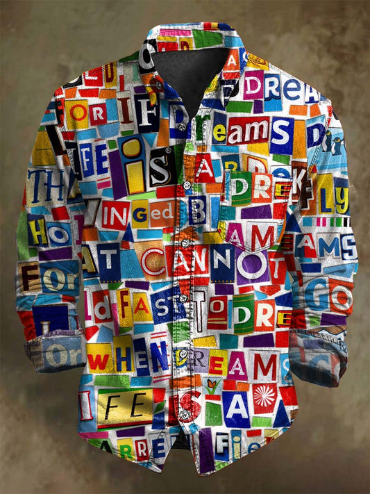 Camisa de manga larga casual con estampado estilo callejero abstracto