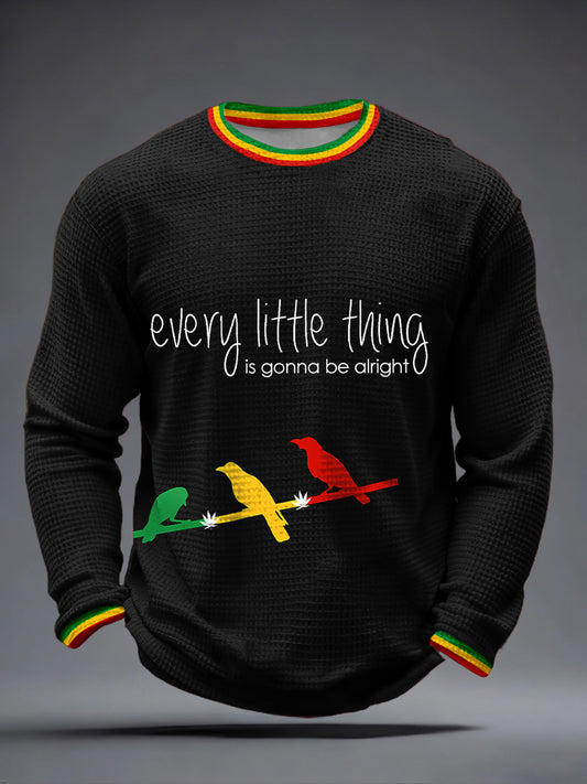 Every Little Thing Is Going Be Alright Print Waffle Camiseta de manga larga para hombre