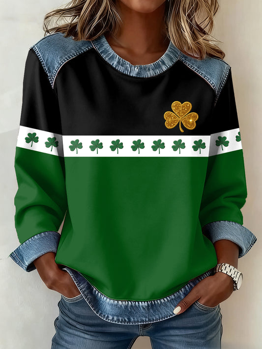 Día de San Patricio de las mujeres Patrón Patchwork Art Sudadera