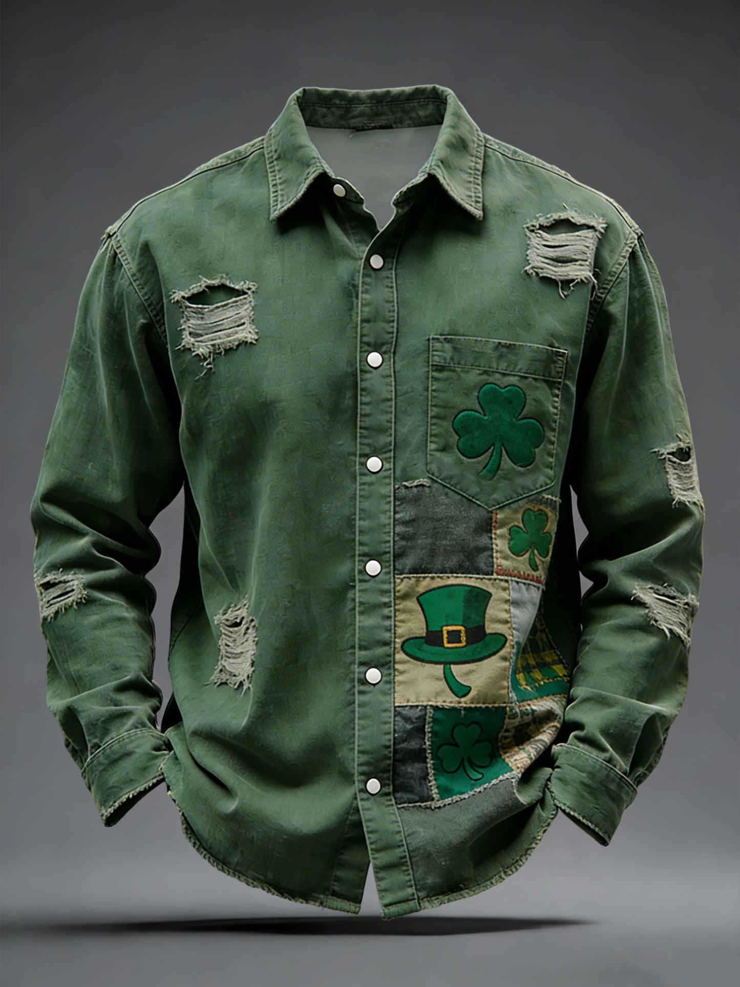 Camisa casual retro del trébol del día de St. Patrick