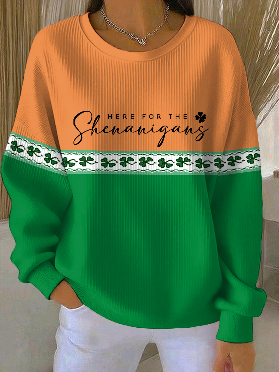 Día de San Patricio divertido de las mujeres aquí para el shamrocks de Shenanigans imprimir sudadera casual