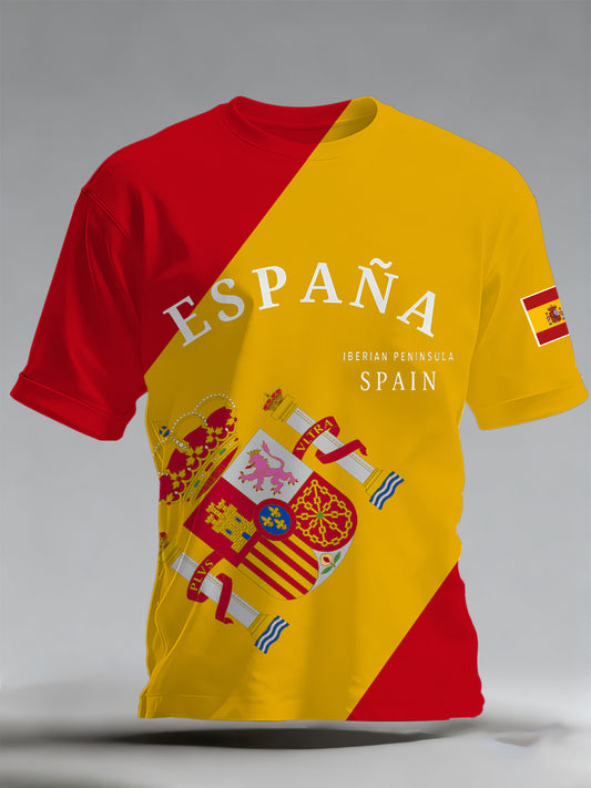 Camiseta conmemorativa de la impresión española de la bandera de los hombres