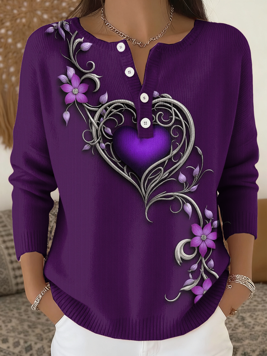 Cardigan vintage de manga larga con estampado floral de mujer