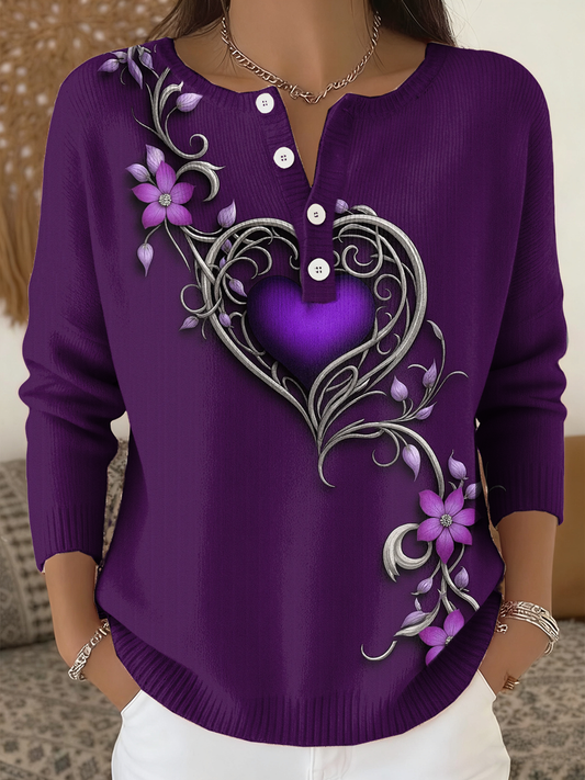 Cardigan vintage de manga larga con estampado floral de mujer