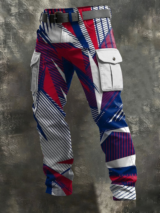 Pantalones de ropa de trabajo casual geométrica abstracta francesa retro