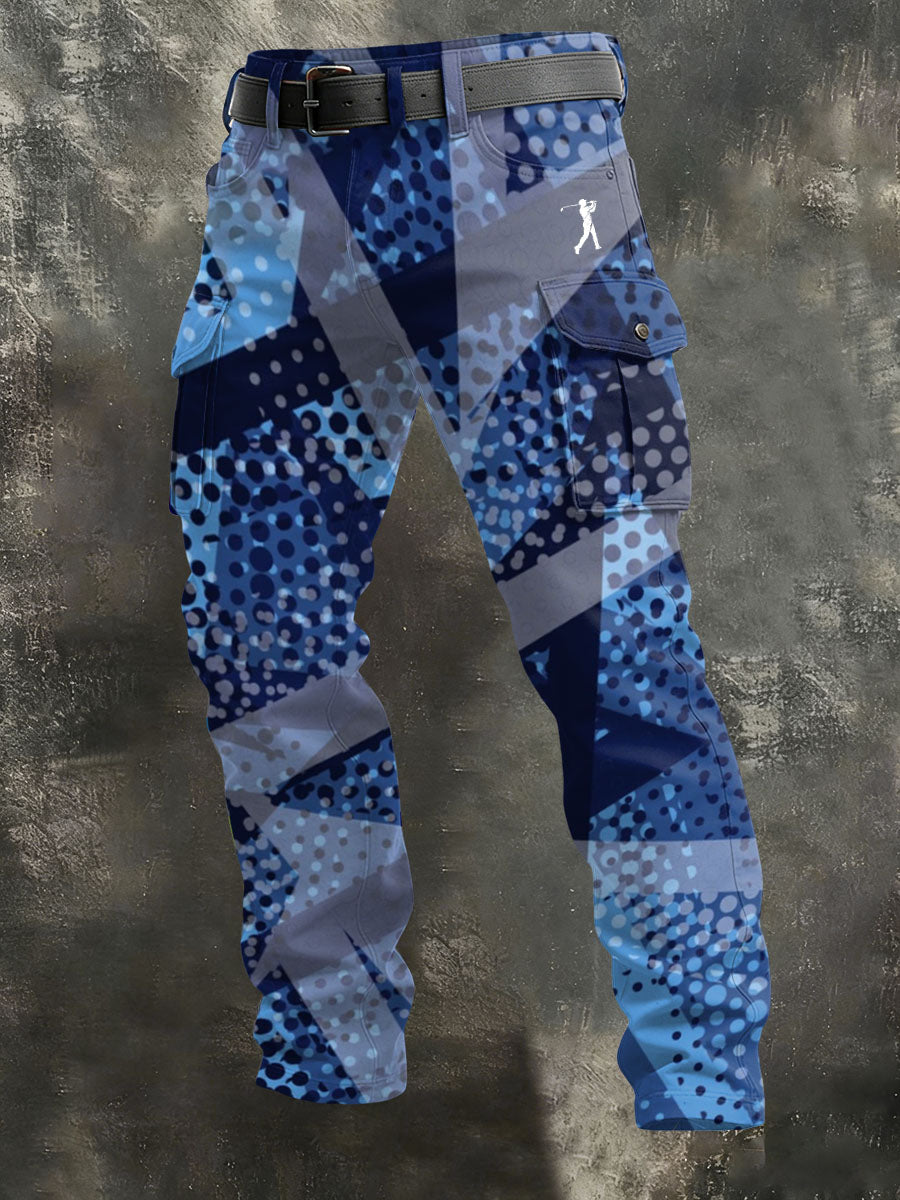 Pantalones largos casuales impresos estilo de negocios vintage para hombres