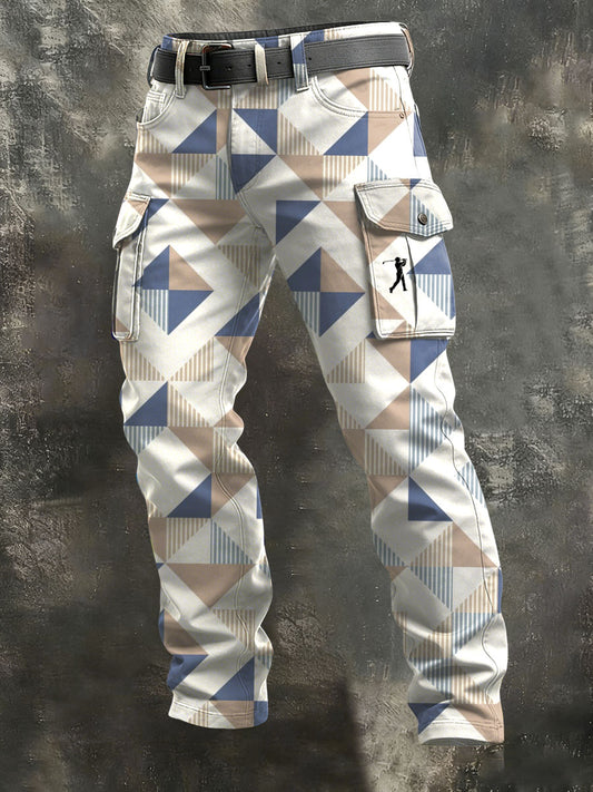 Pantalones largos casuales impresos estilo de negocios vintage para hombres