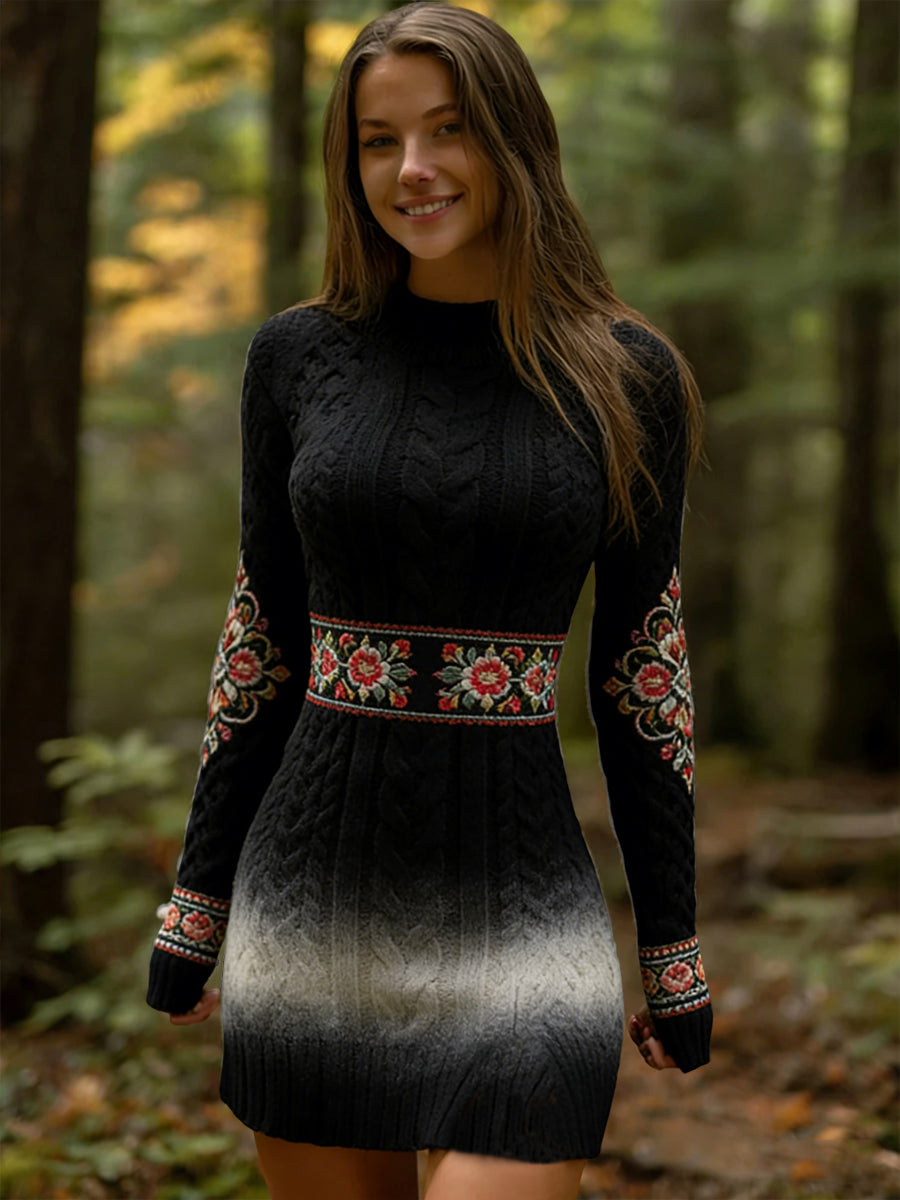 Vestido floral vintage húngaro para mujer