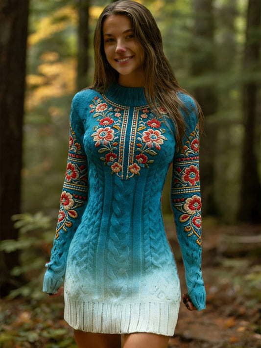 Vestido elegante floral étnico del gradiente húngaro de la vendimia de las mujeres