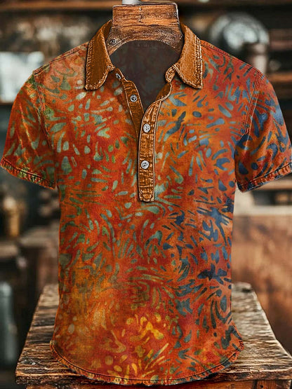 Polo de manga corta casual con estampado floral retro