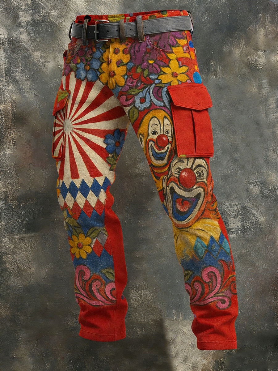 Pantalones casuales con estampado de payaso de carnaval de colonia para hombre