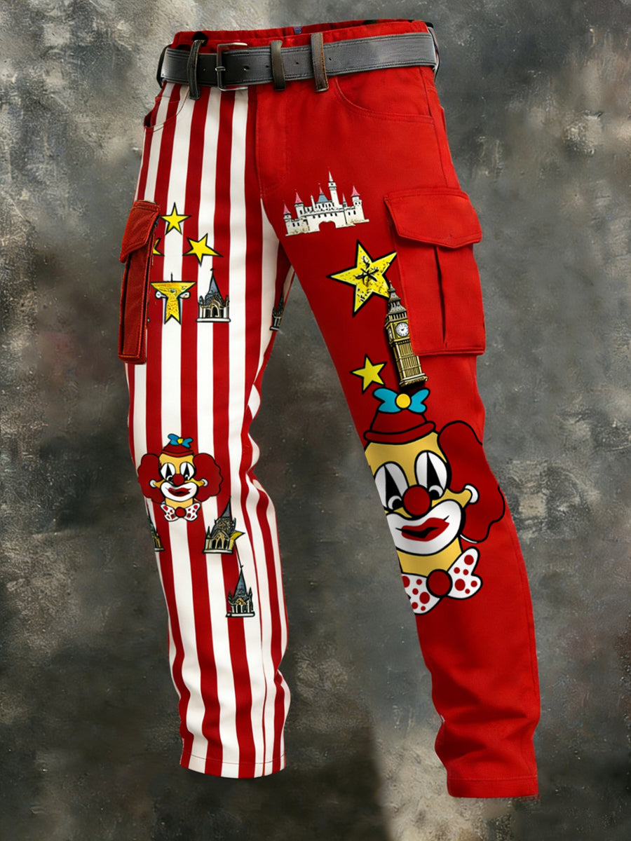 Pantalones casuales con estampado de payaso de carnaval de colonia para hombre