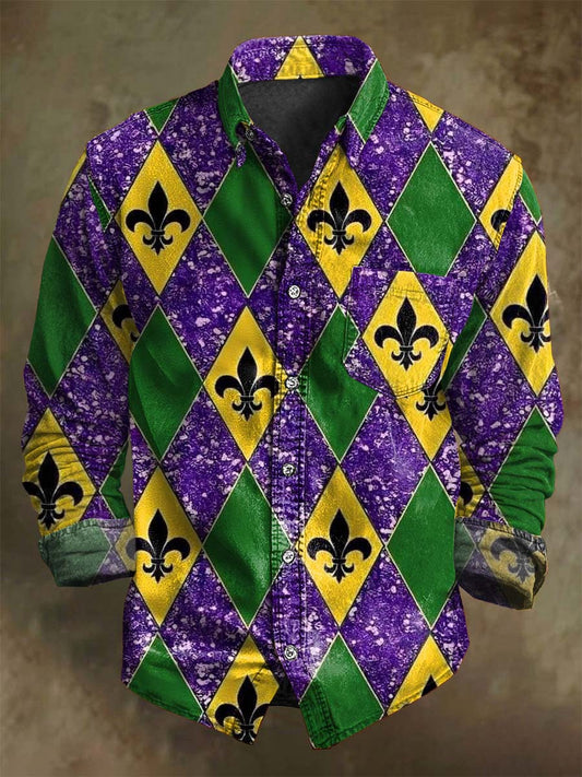 Carnaval Iris Imprimir Casual Camisa de manga larga