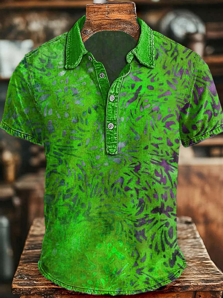 Polo de manga corta casual con estampado floral retro