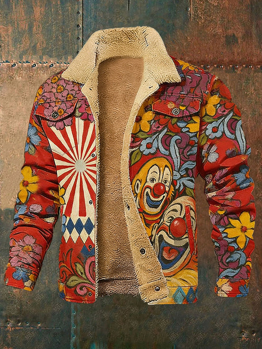 Chaqueta de felpa casual con estampado de payaso de carnaval de colonia para hombre