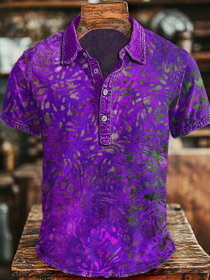 Polo de manga corta casual con estampado floral retro