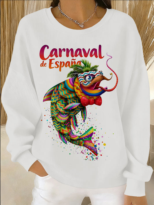 Sudadera con estampado de carnaval español para mujer