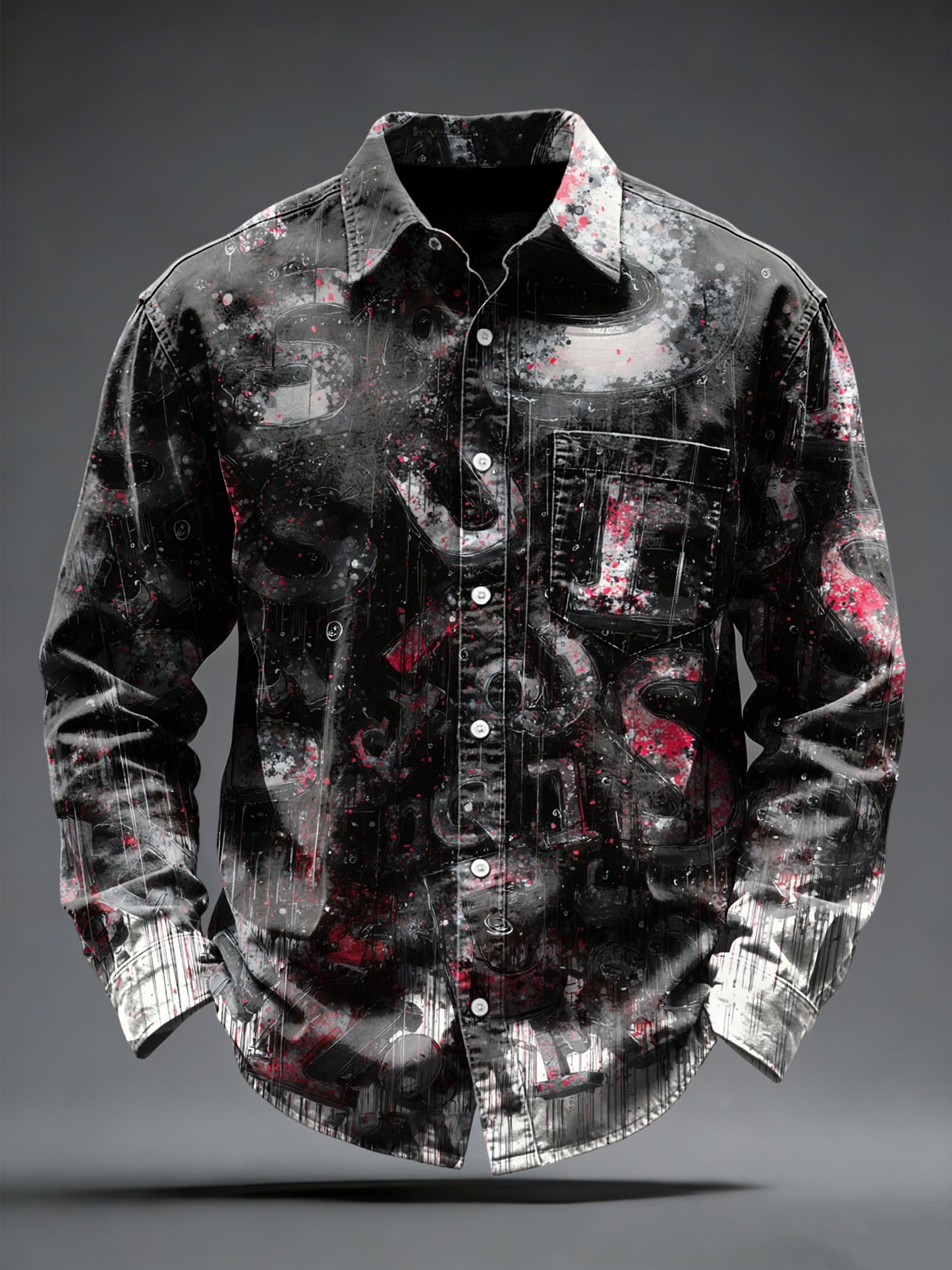 Hombres Vintage Graffiti Imprimir Moda Camisa