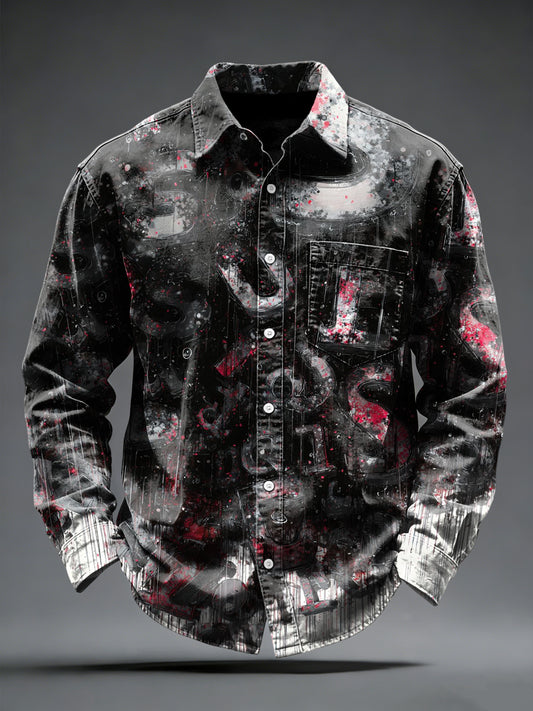 Hombres Vintage Graffiti Imprimir Moda Camisa
