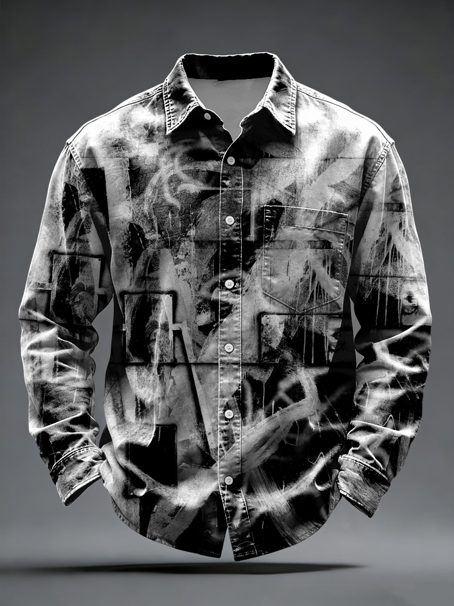 Patrón abstracto monocromo moderno de los hombres Camisa con botones
